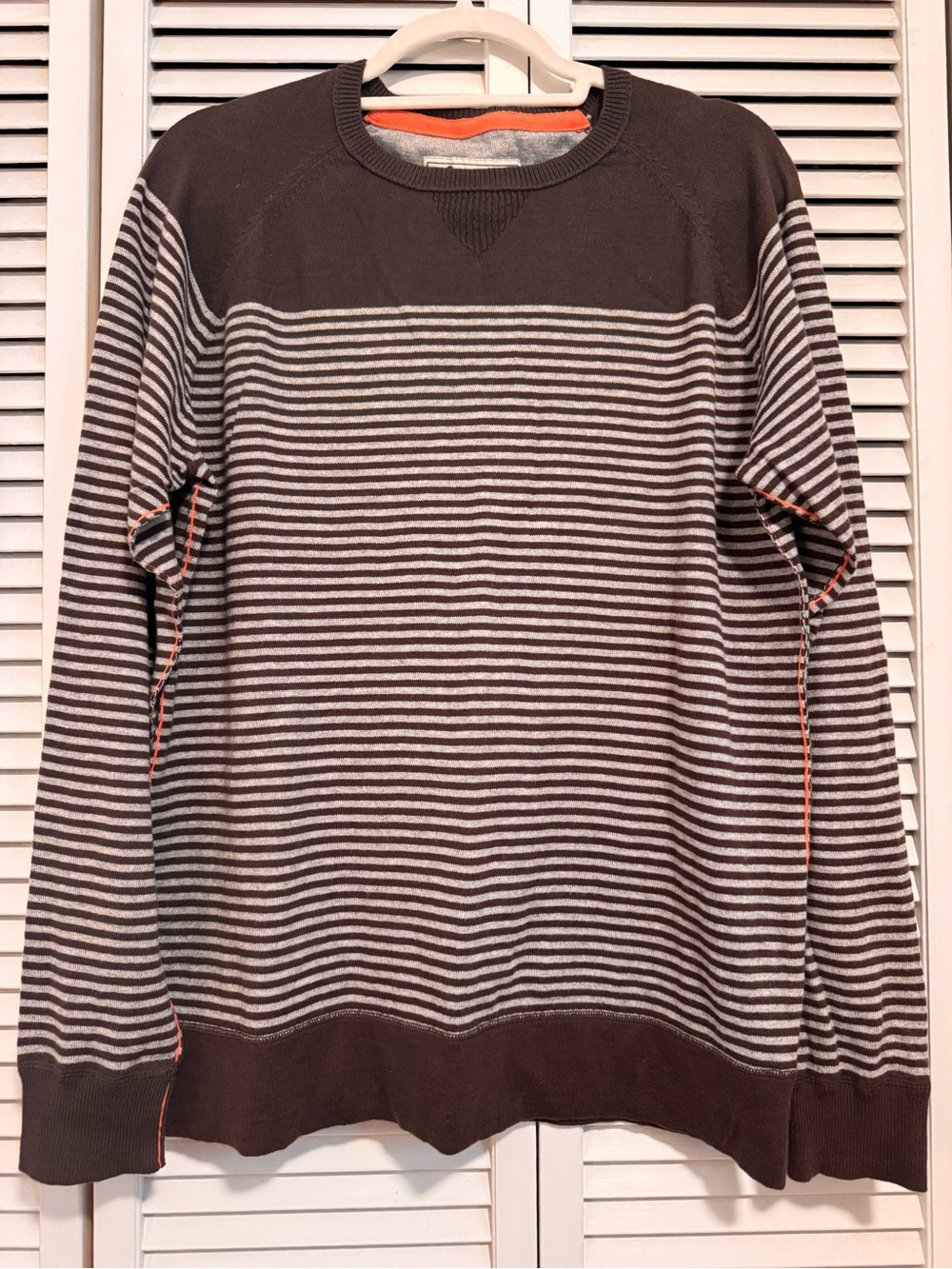 Boden Brown & Cream Striped Crewneck Sweater - Women’s Large